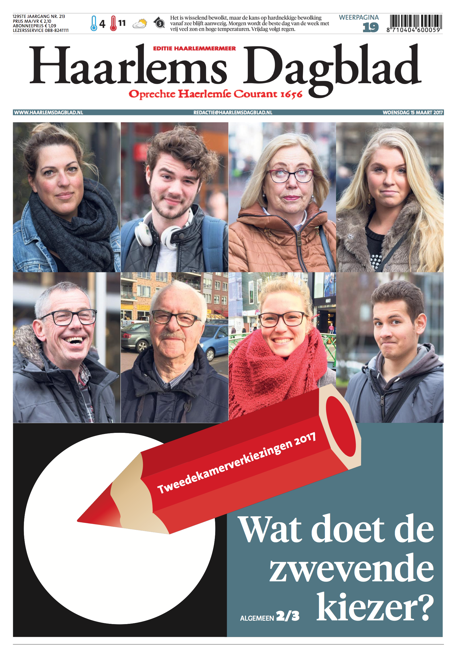 Voorpagina Haarlems Dagblad
